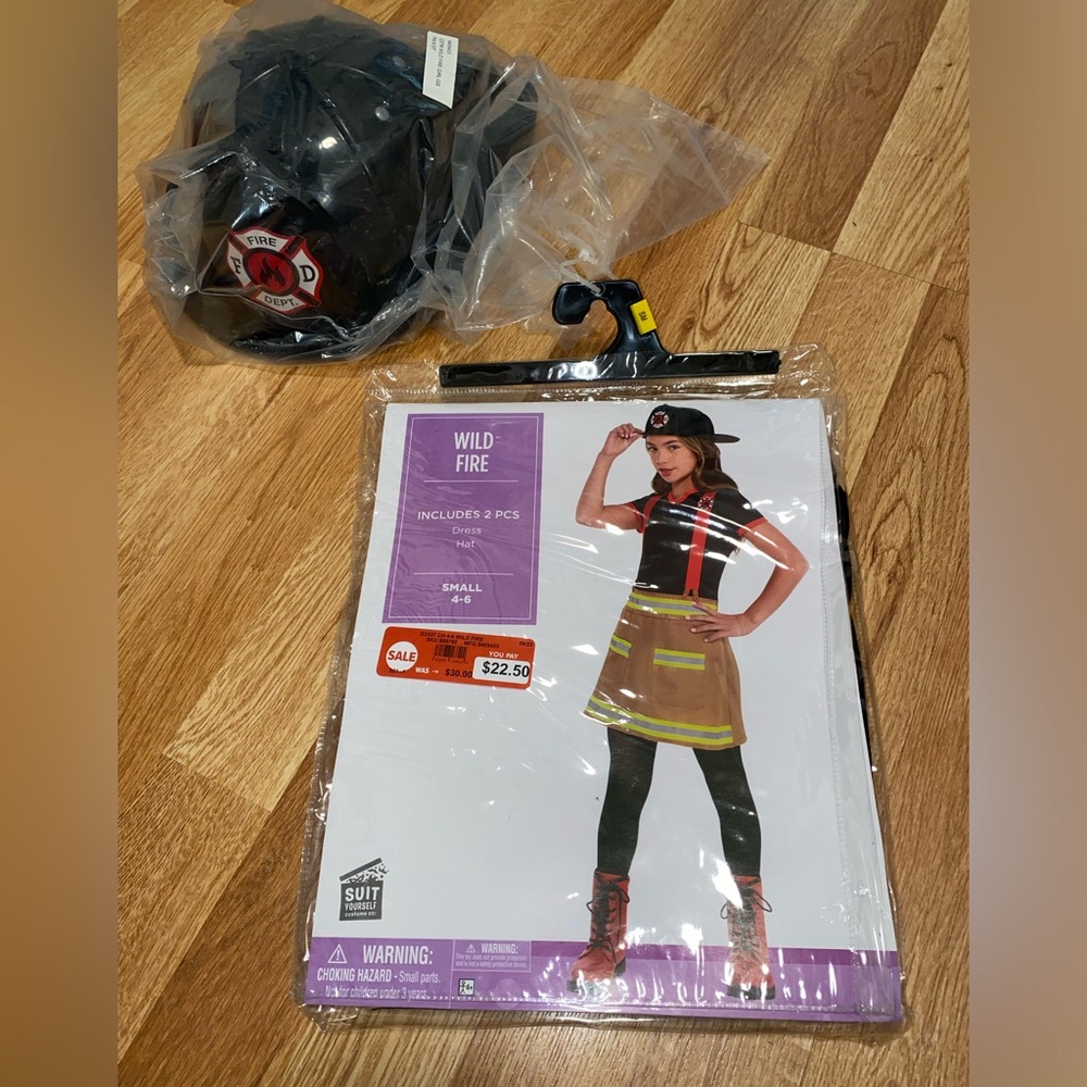 Girl’s Wild Fire Firefighter Costume Small (4-6)